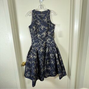 NWT ALEX MARIE Dress Morgan Formal Cocktail Size 4 Navy/Black & Gold Floral